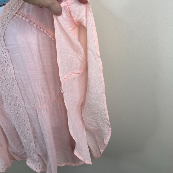 Jennie Marlis Womens Boho Coquette Crochet Lace Tunic Top Size PM Pink Flowy - Picture 9 of 11